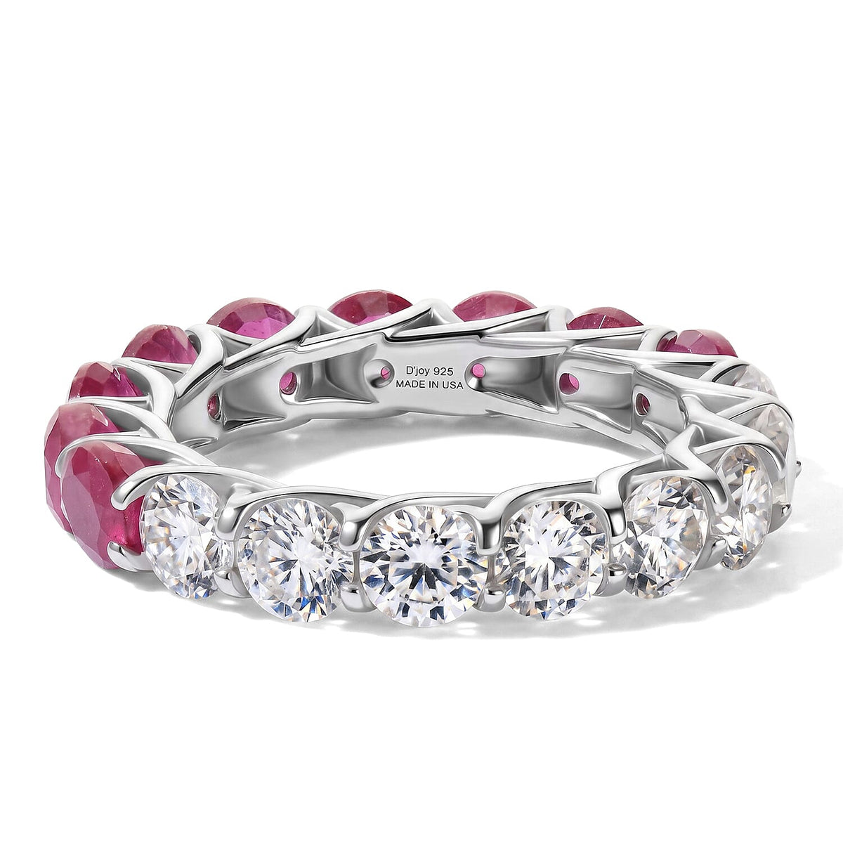 D''Joy Niassa Ruby (FF) 5.75 ctw Eternity Ring in Rhodium Over Sterling Silver (Size 6.0)