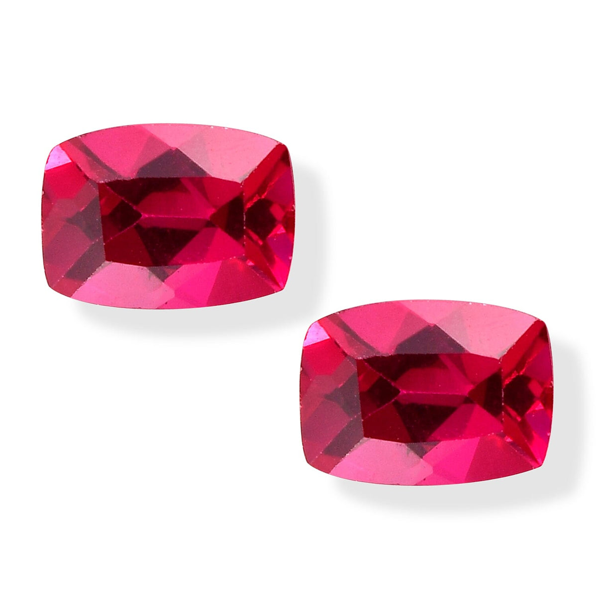 Lab Created Ruby Set of 2 (Cush 7x7 mm) 4.22 ctw