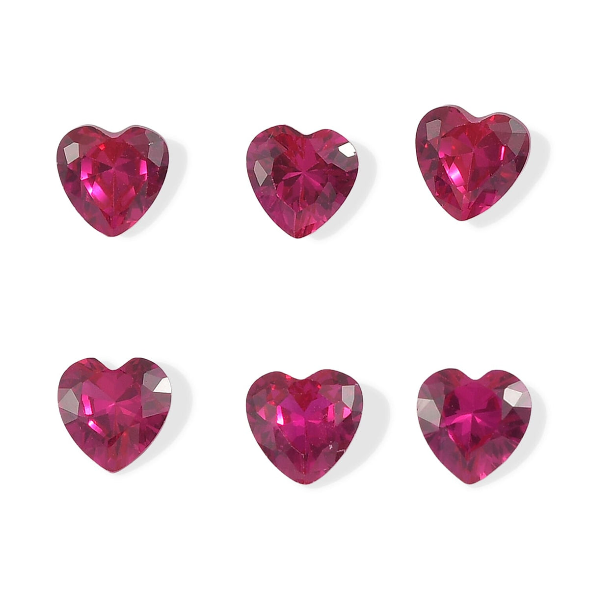 Lab Created Ruby Set of 6 (Hrt 6 mm) 5.39 ctw