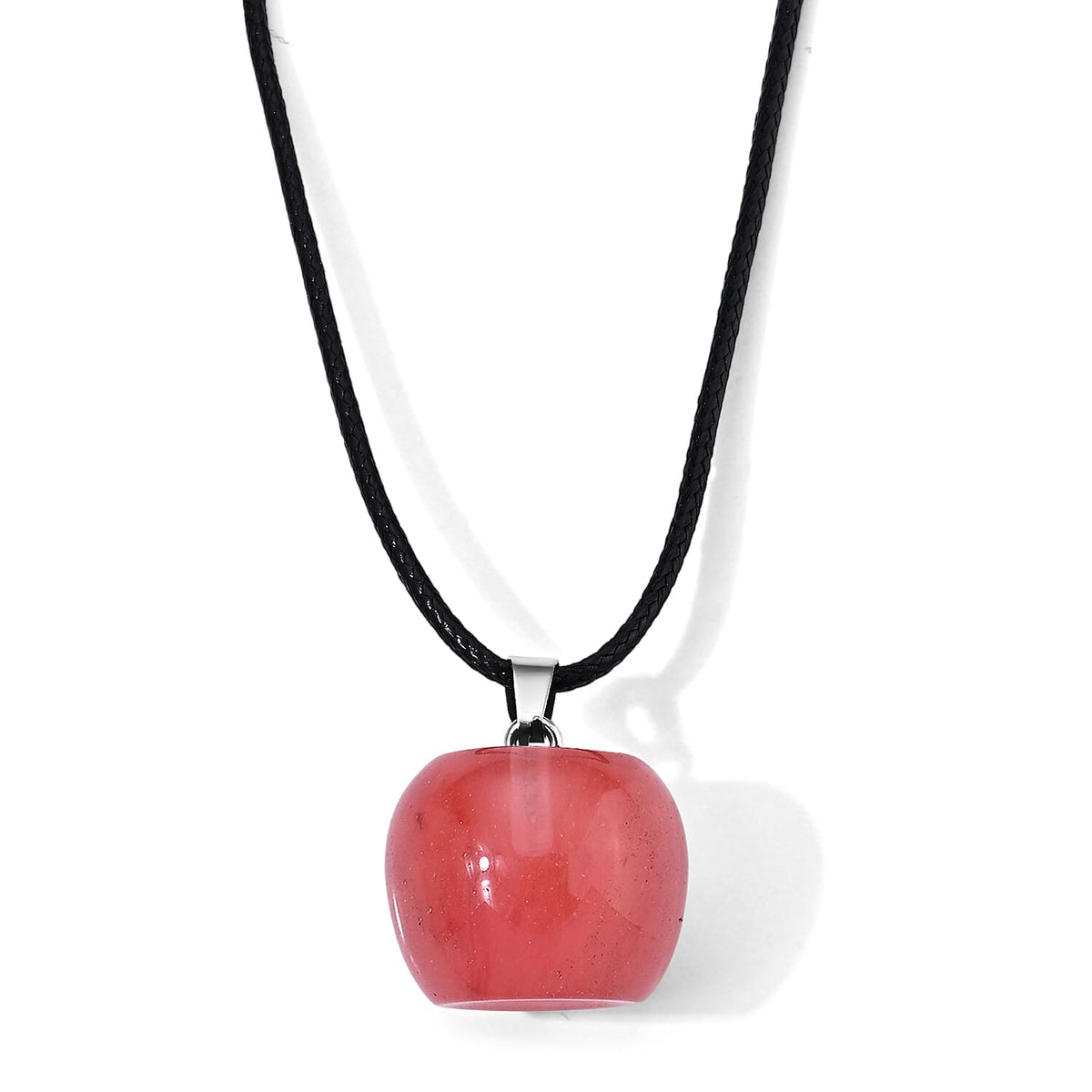 Tigers Eye 60.00 ctw Apple Pendant with Cord Necklace in Stainless Steel (Adjustable)