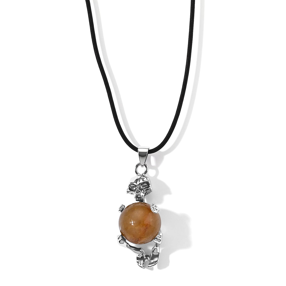 Tigers Eye 45.00 ctw Turtle Pendant in Silvertone with Cord Necklace (Adjustable)
