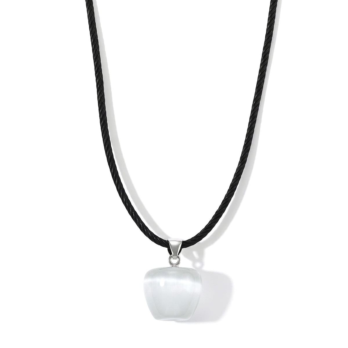 Lab Created Green Cat's Eye 20.00 ctw Pendant in Silvertone with Cord Necklace (Adjustable)