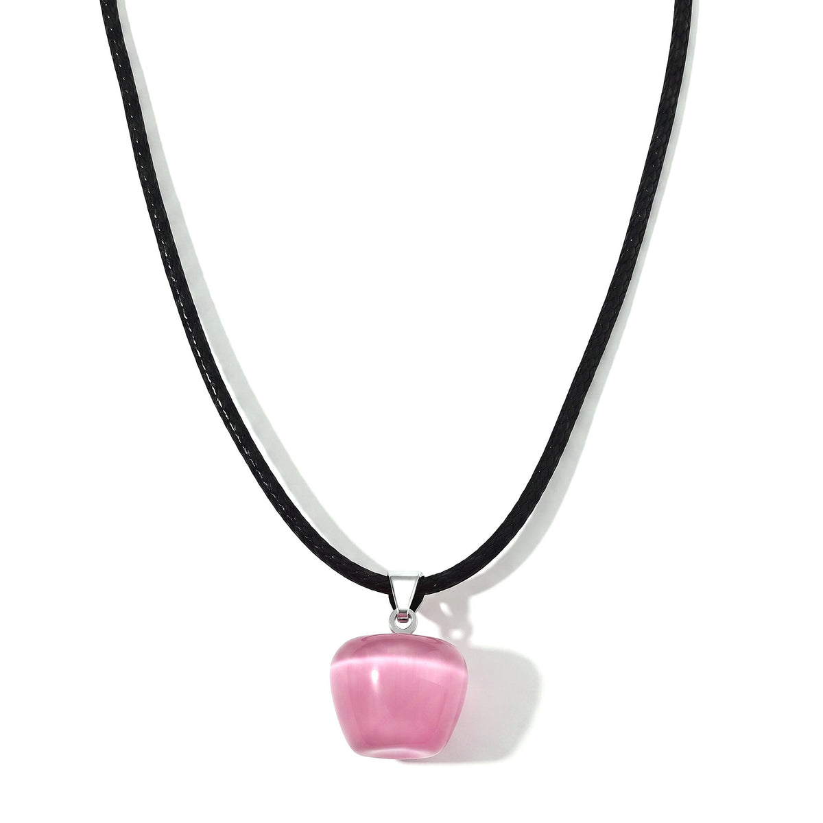 Lab Created Green Cat's Eye 20.00 ctw Pendant in Silvertone with Cord Necklace (Adjustable)