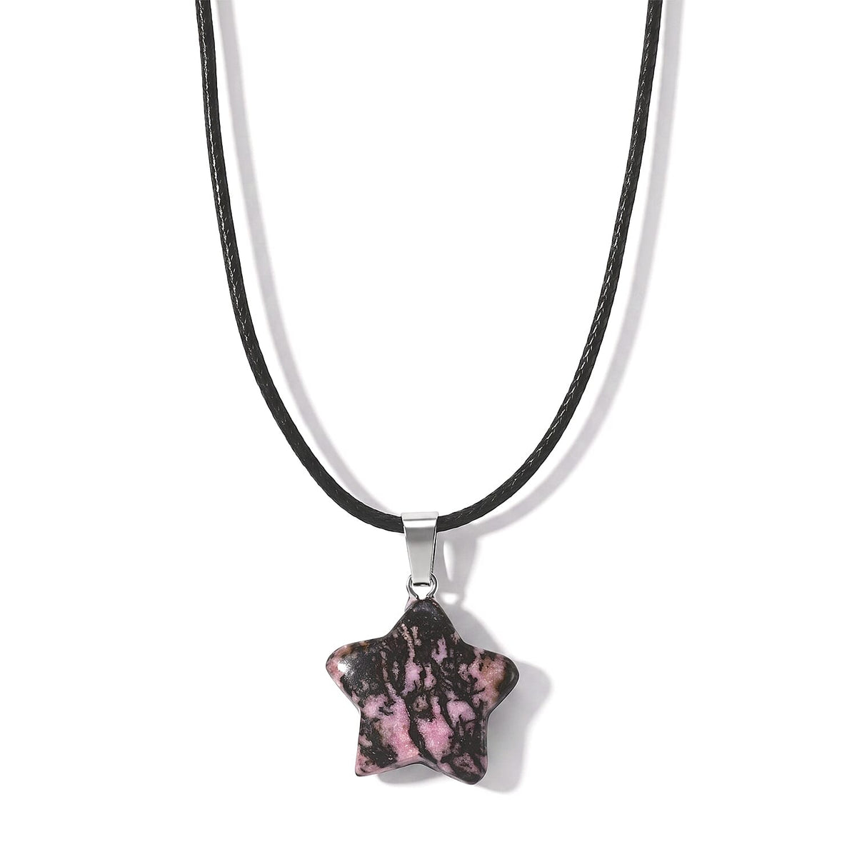 Unakite 25.00 ctw Pendant in Stainless Steel with Cord Necklace (Adjustable)