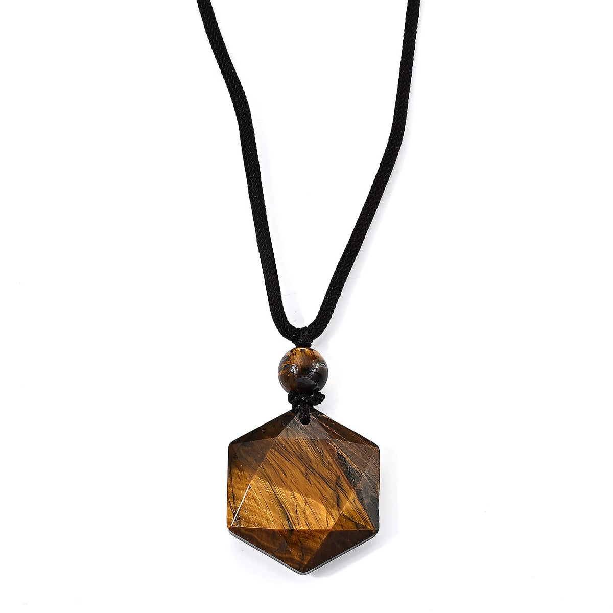 Red Jasper 50.00 ctw Hexagon Pendant with Adjustable Braided Rope Necklace