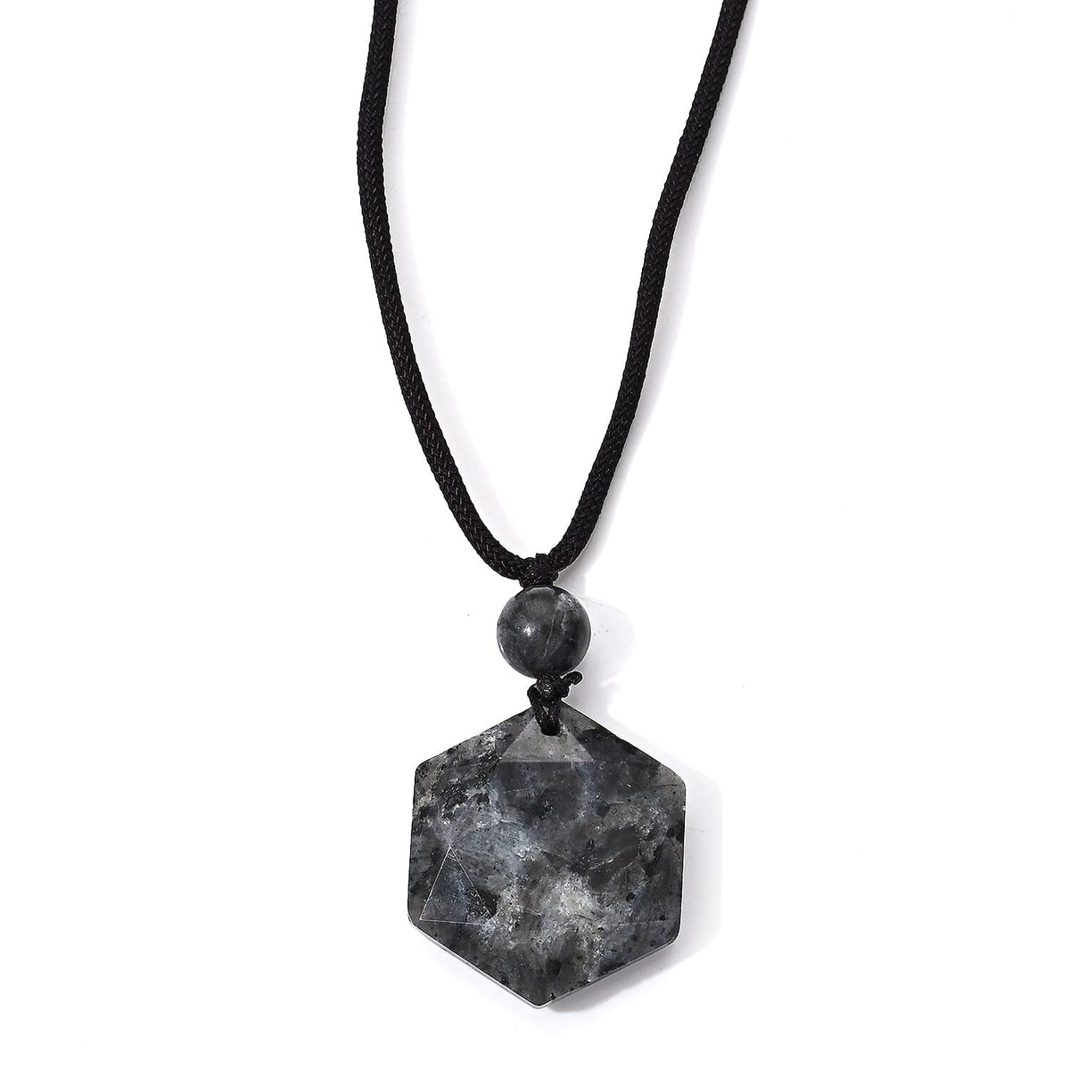 Red Jasper 50.00 ctw Hexagon Pendant with Adjustable Braided Rope Necklace