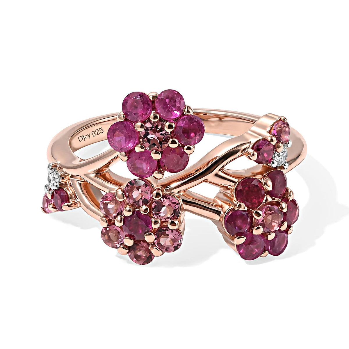 D'Joy Niassa Ruby , White Zircon Fancy Ring Sterling Silver 1.28 ctw