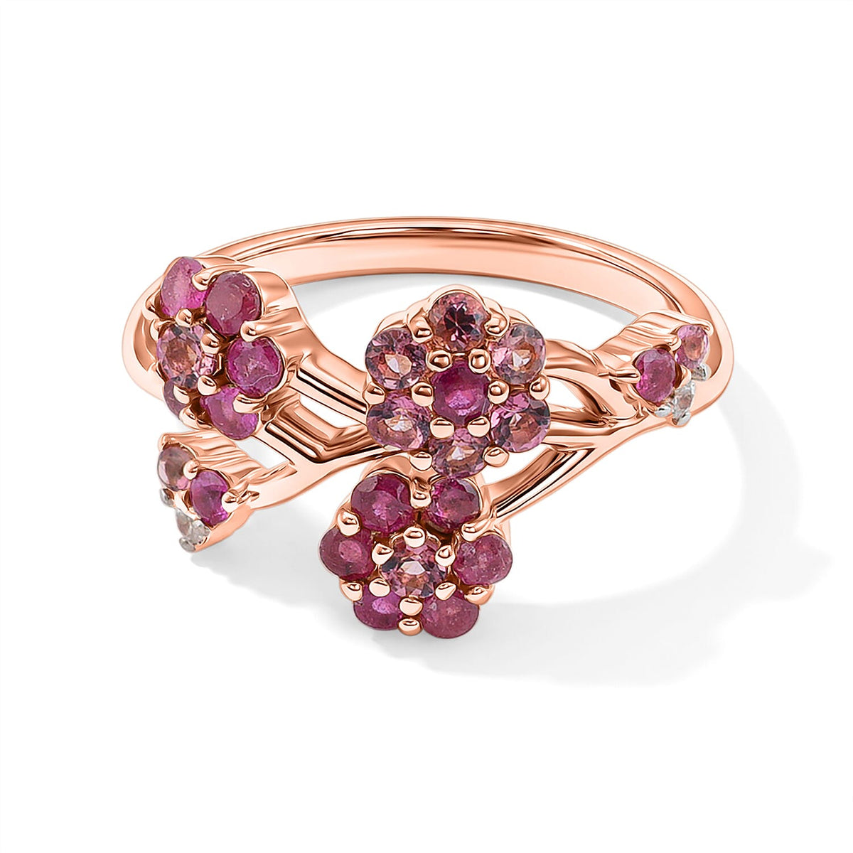 D'Joy Niassa Ruby , White Zircon Fancy Ring Sterling Silver 1.28 ctw