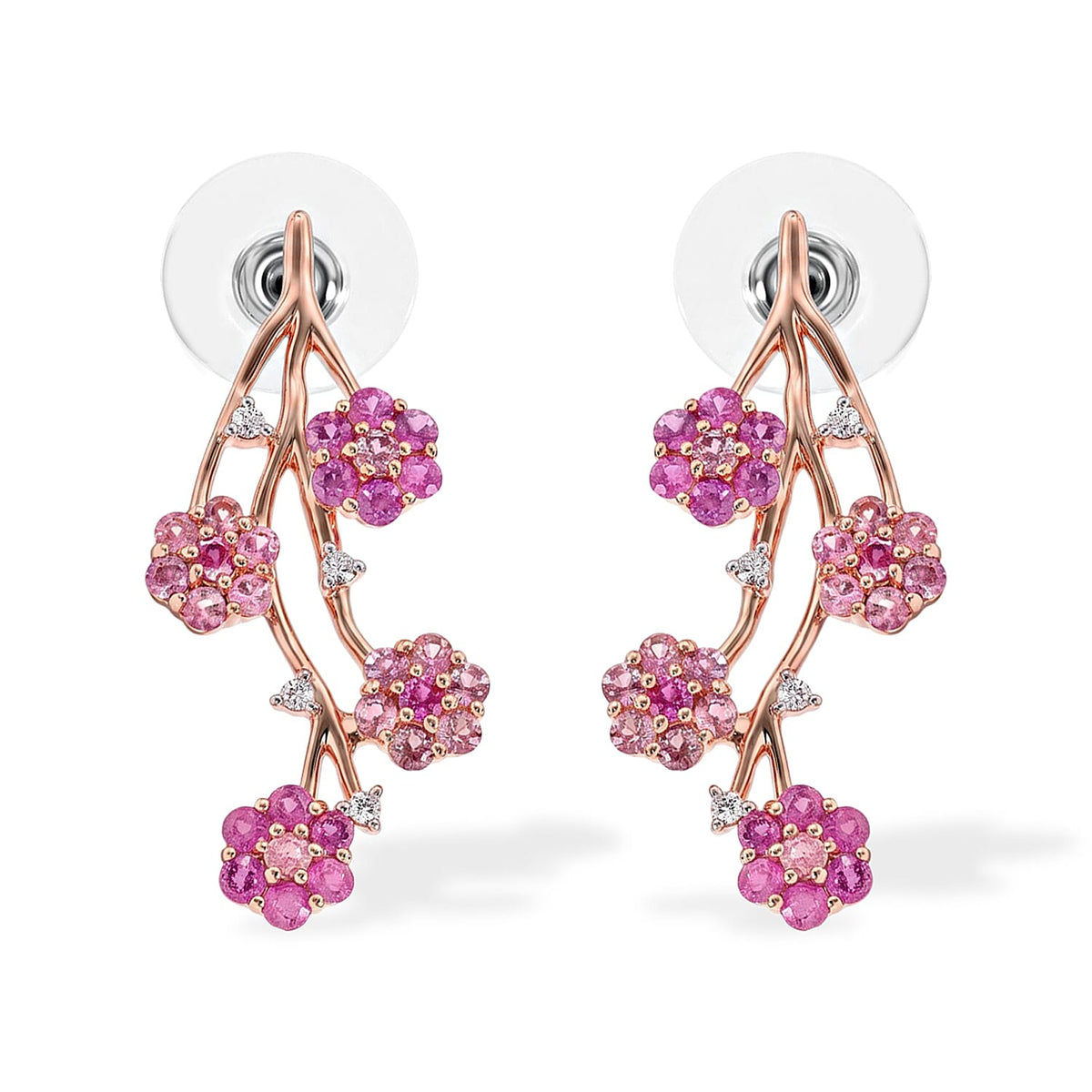 D'Joy Niassa Ruby , White Zircon Fancy Earring in 18K Vermeil YG Sterling Silver 2.61 ctw