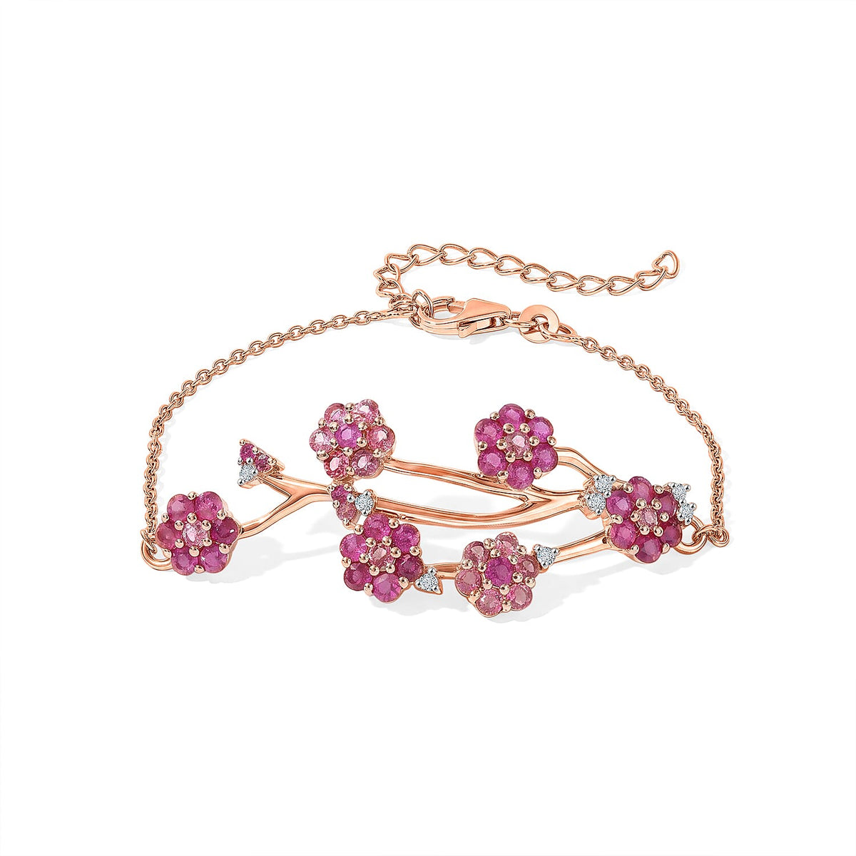 D'Joy Niassa Ruby , White Zircon Fancy Bracelet (Size - 6.5) Sterling Silver , Silver Wt. 7.18 g 4.20 ctw