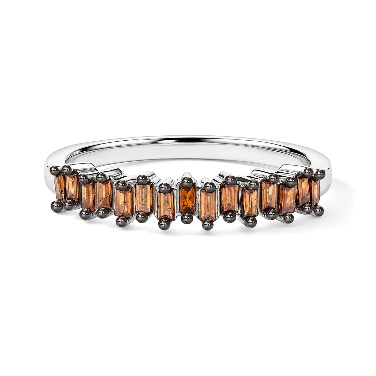 D''Joy Red Diamond 0.25 ctw Band Ring in Rhodium Over Sterling Silver (Size 7.0)