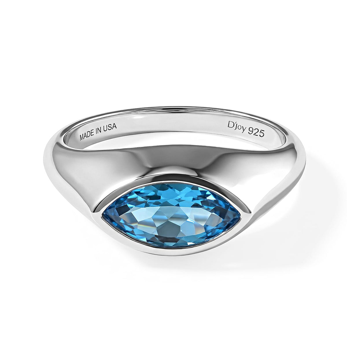 D''Joy Premium Swiss Blue Topaz Solitaire Ring in Rhodium Over Sterling Silver (Size 10.0) 2.15 ctw