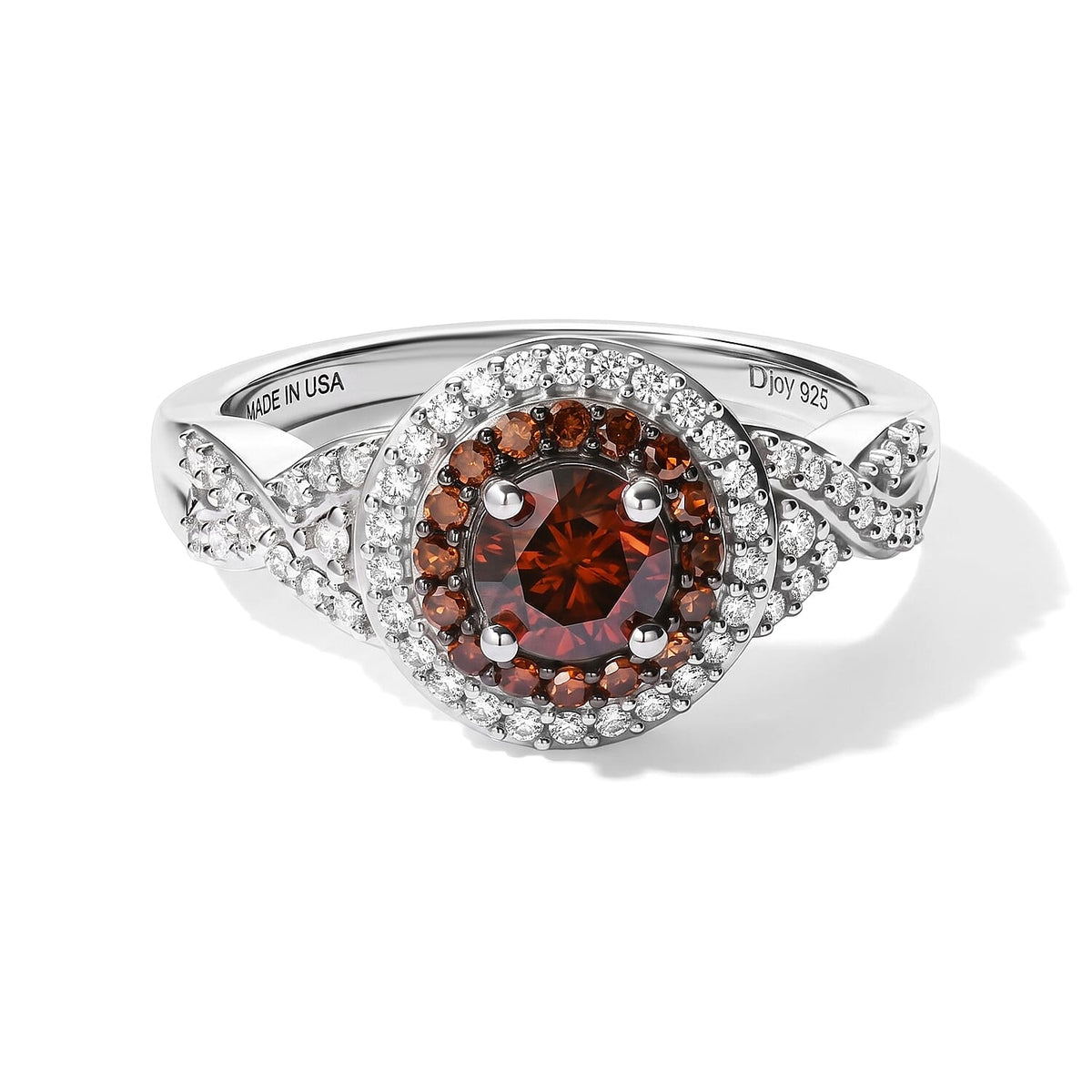 D''Joy Red and White Diamond 1.00 ctw Ring in Rhodium Over Sterling Silver (Size 7.0)