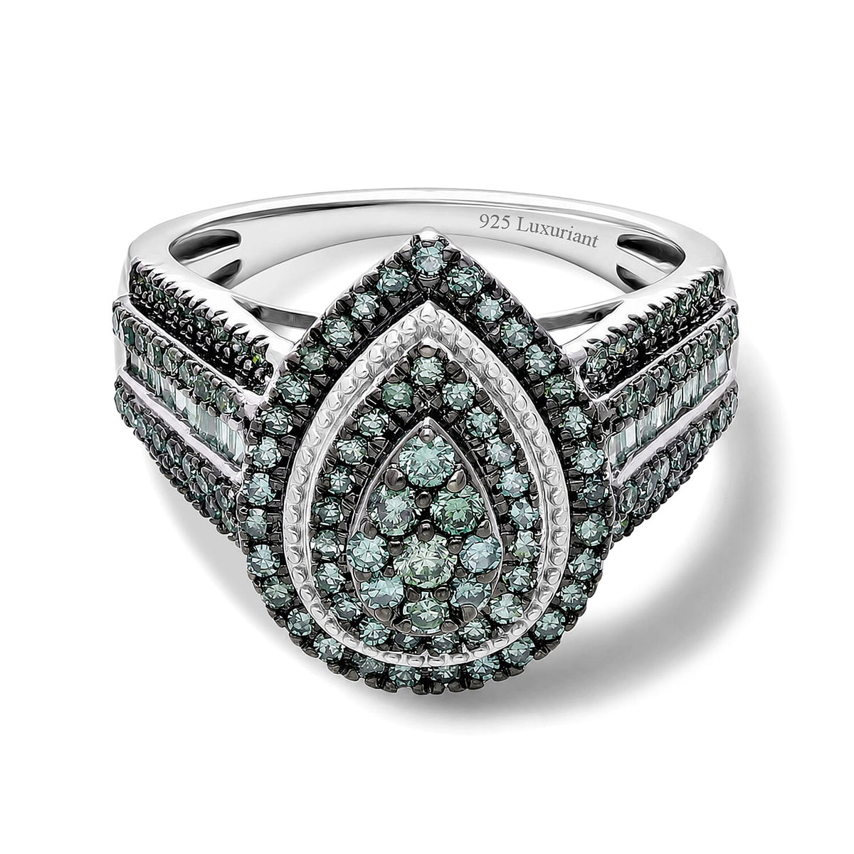 TLV Luxuriant Lab Grown Green Diamond (IR) (SI) Ring in Rhodium Over Sterling Silver (Size 10.0) 1.00 ctw