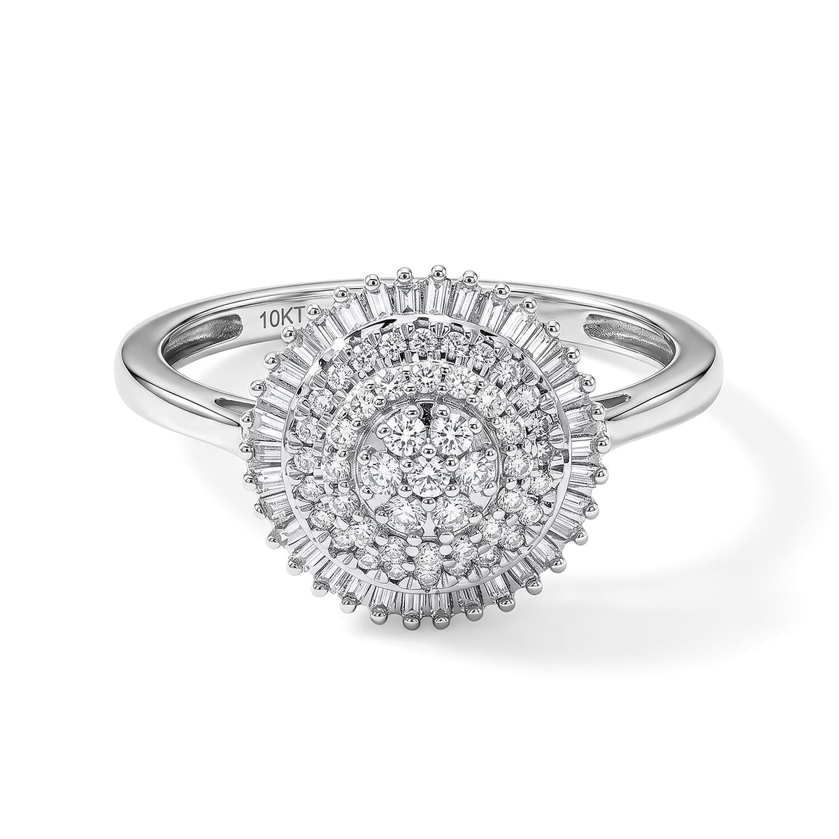 Luxoro 10K White Gold Diamond (G-H, I1) Ring (Size 10.0) 0.50 ctw