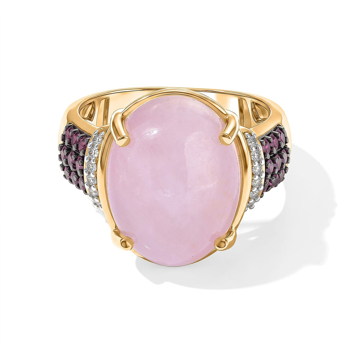 EverTrue Kunzite and Multi Gemstone 11.40 ctw Ring in 18K YG Plated (Size 7.0)