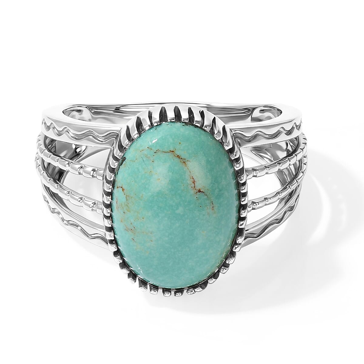D''Joy Artisan Crafted Premium Tahoe Nevada Turquoise Ring in Sterling Silver (Size 10.0) 5.80 ctw