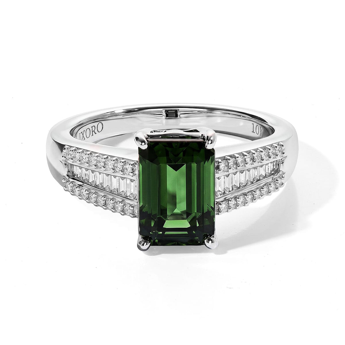 Luxoro AAA Mint Tourmaline and Diamond I2 2.35 ctw Ring in 10K White Gold (Size 6.0)