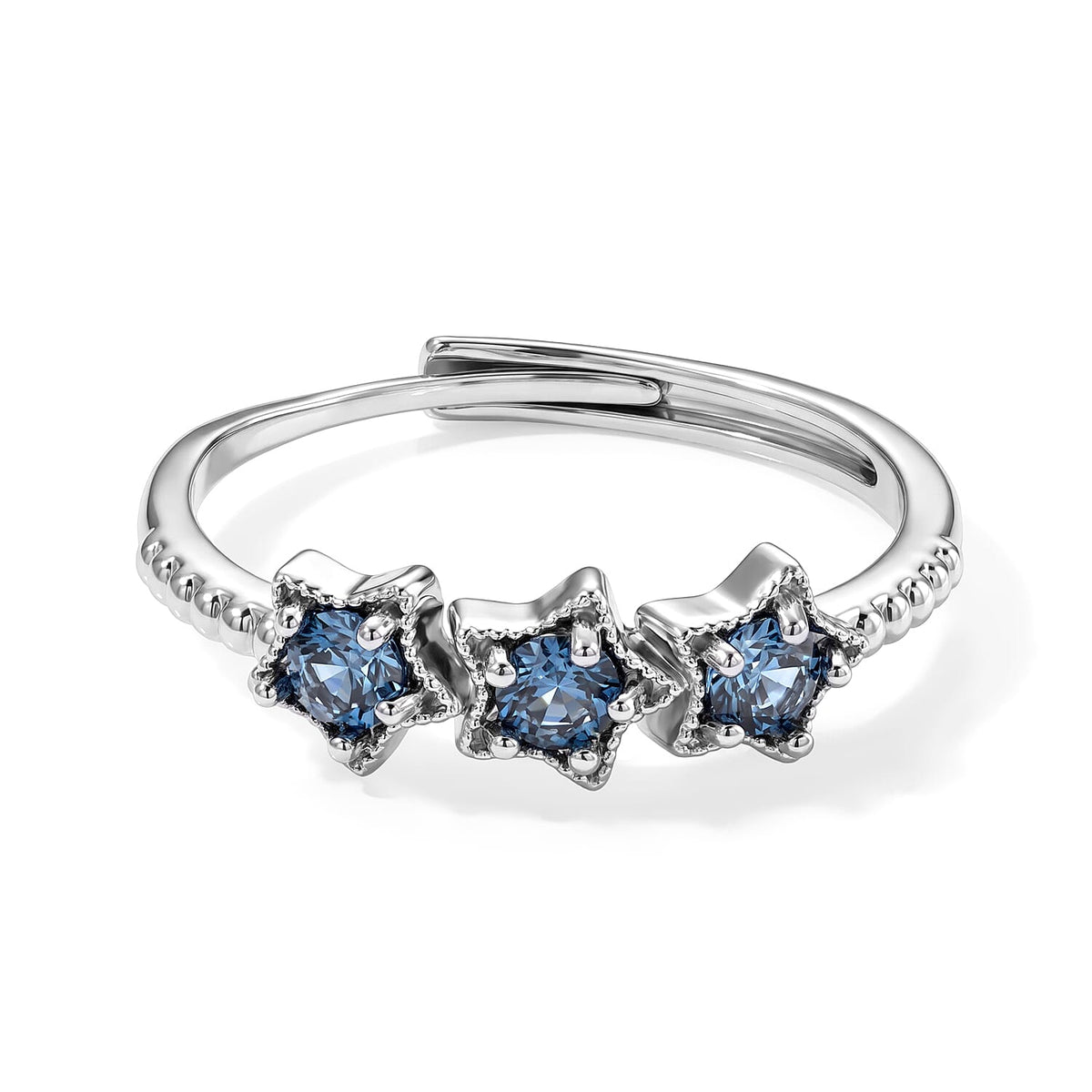 Blue Topaz 0.60 ctw 3 Stone Ring Silvertone (Adjustable)