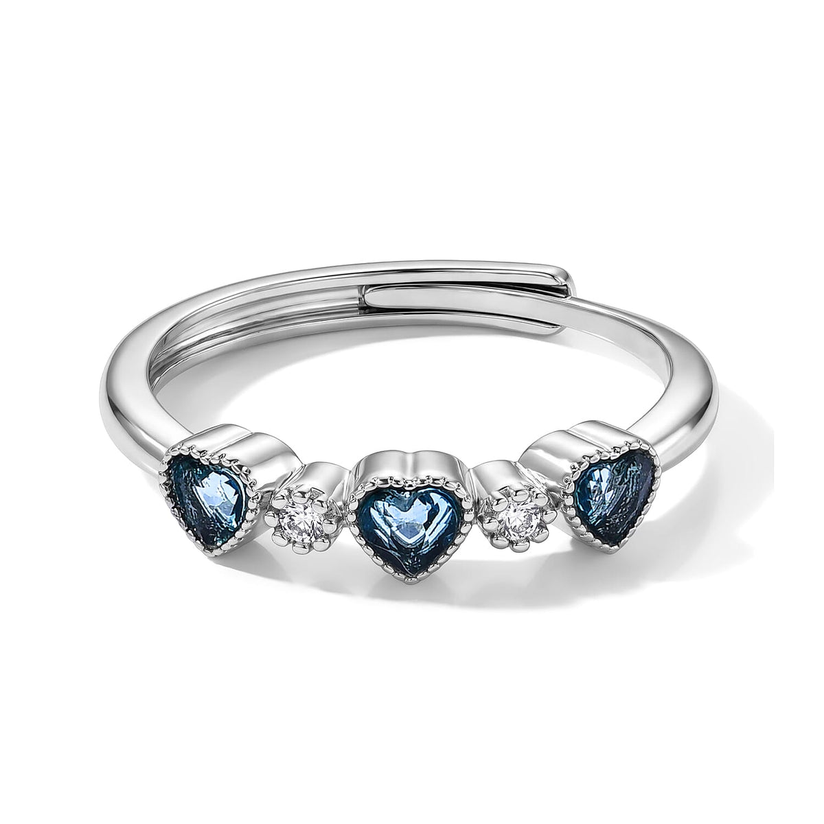 Blue Topaz and Simulated Diamond 0.60 ctw Ring Silvertone (Adjustable)