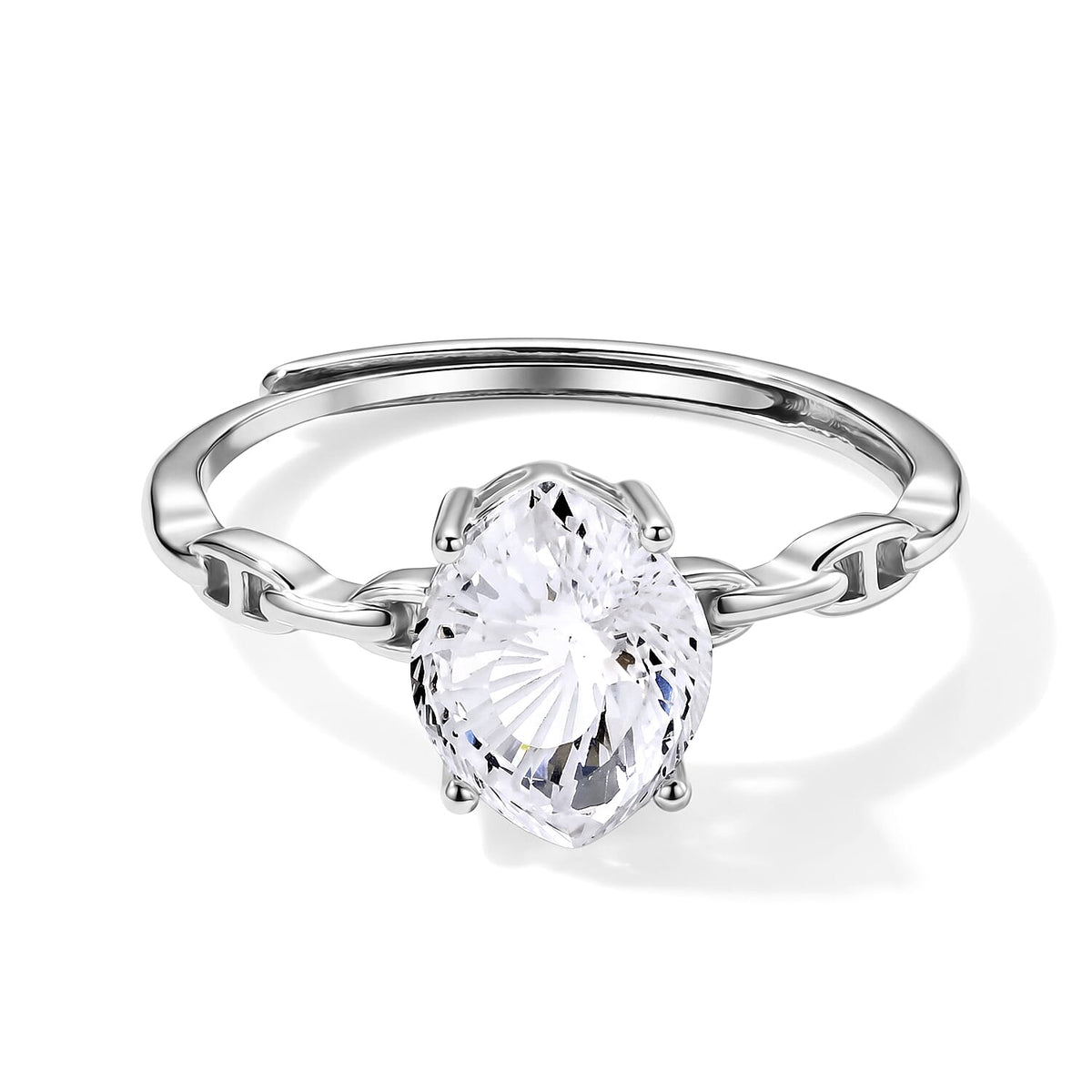 White Crystal Quartz 2.00 ctw Ring in Silvertone (Adjustable)