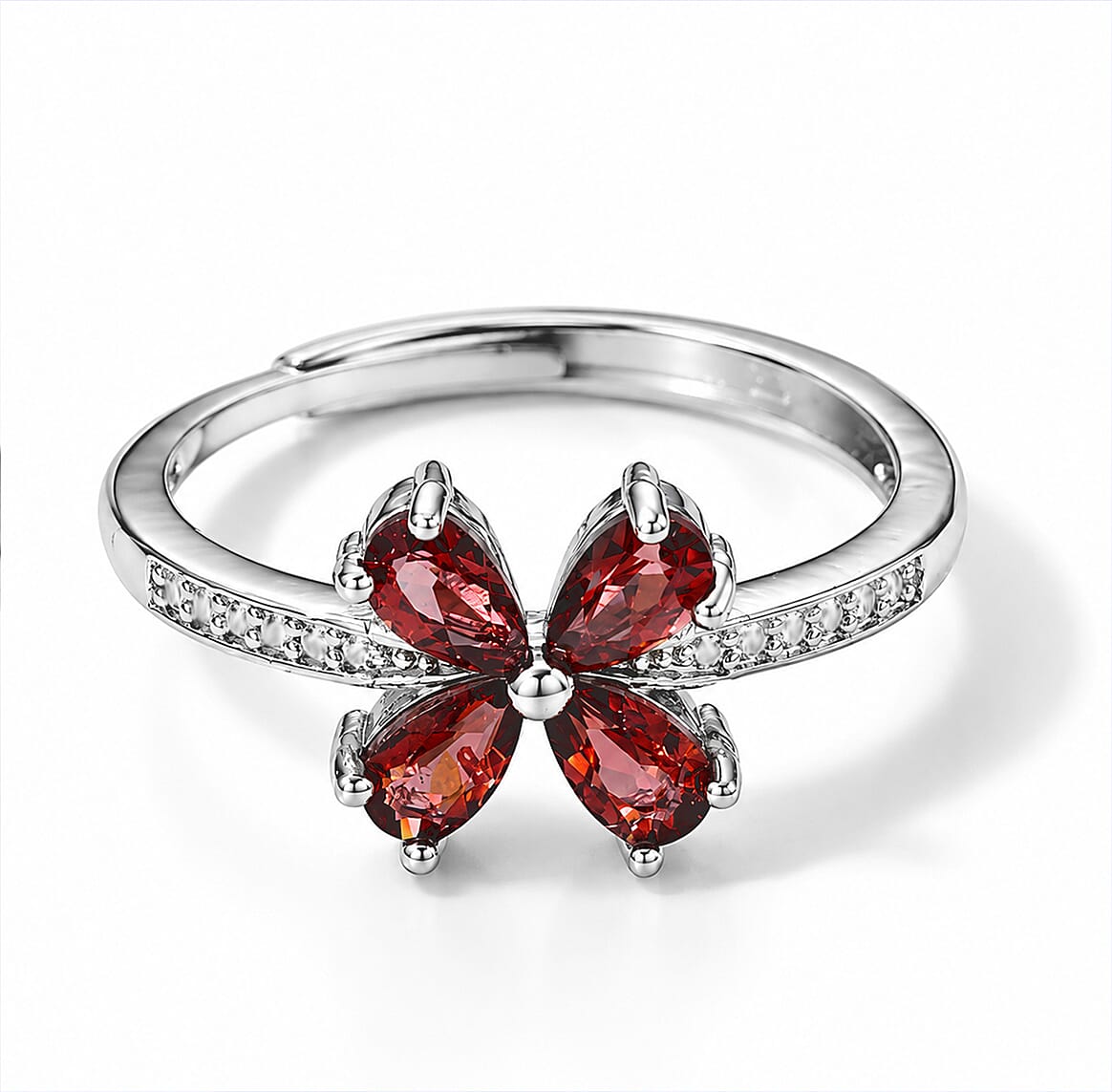 Mozambique Garnet 1.00 ctw Ring in Silvertone (Adjustable)