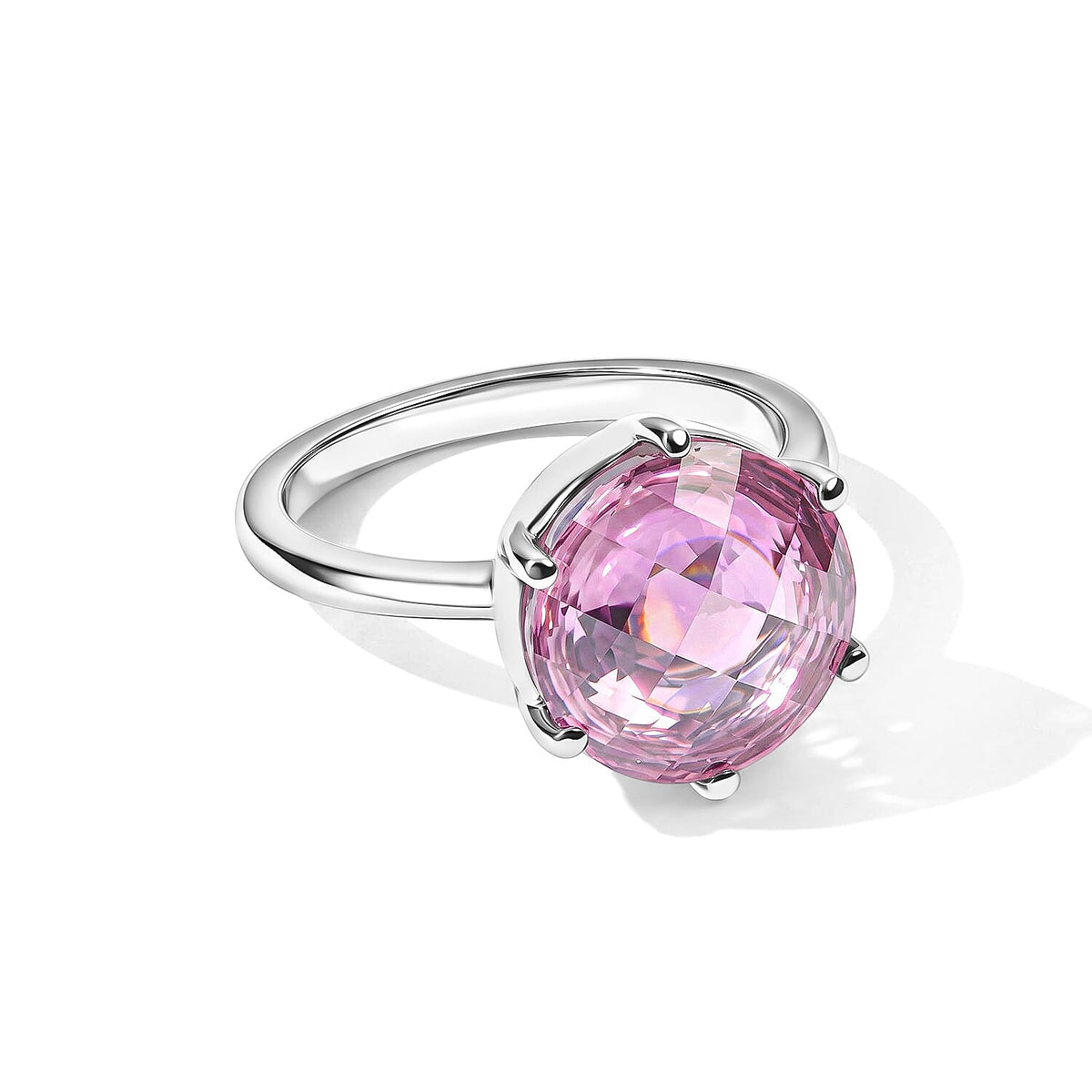 EverTrue Simulated Pink Diamond Solitaire Ring in Stainless Steel (Size 10.0) 16.15 ctw