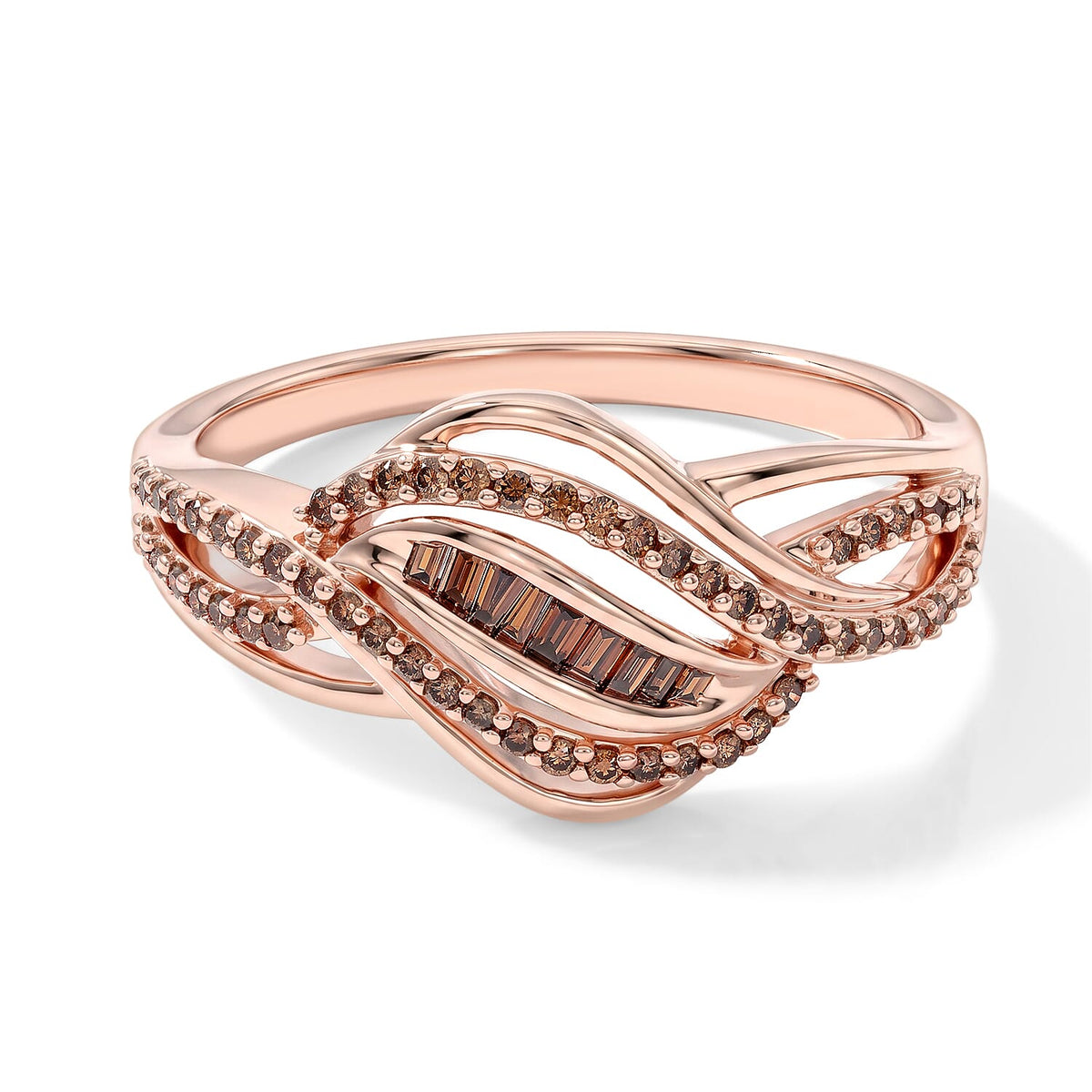 D''Joy Natural Red Diamond 0.33 ctw Ring in 18K Vermeil Rose Gold Over Sterling Silver (Size 8.0)