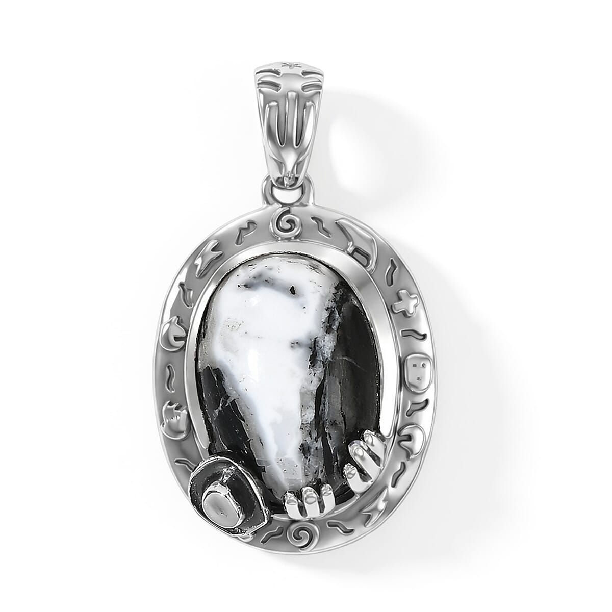 D''Joy Artisan Crafted Premium White Buffalo 9.60 ctw Pendant without Chain in Sterling Silver