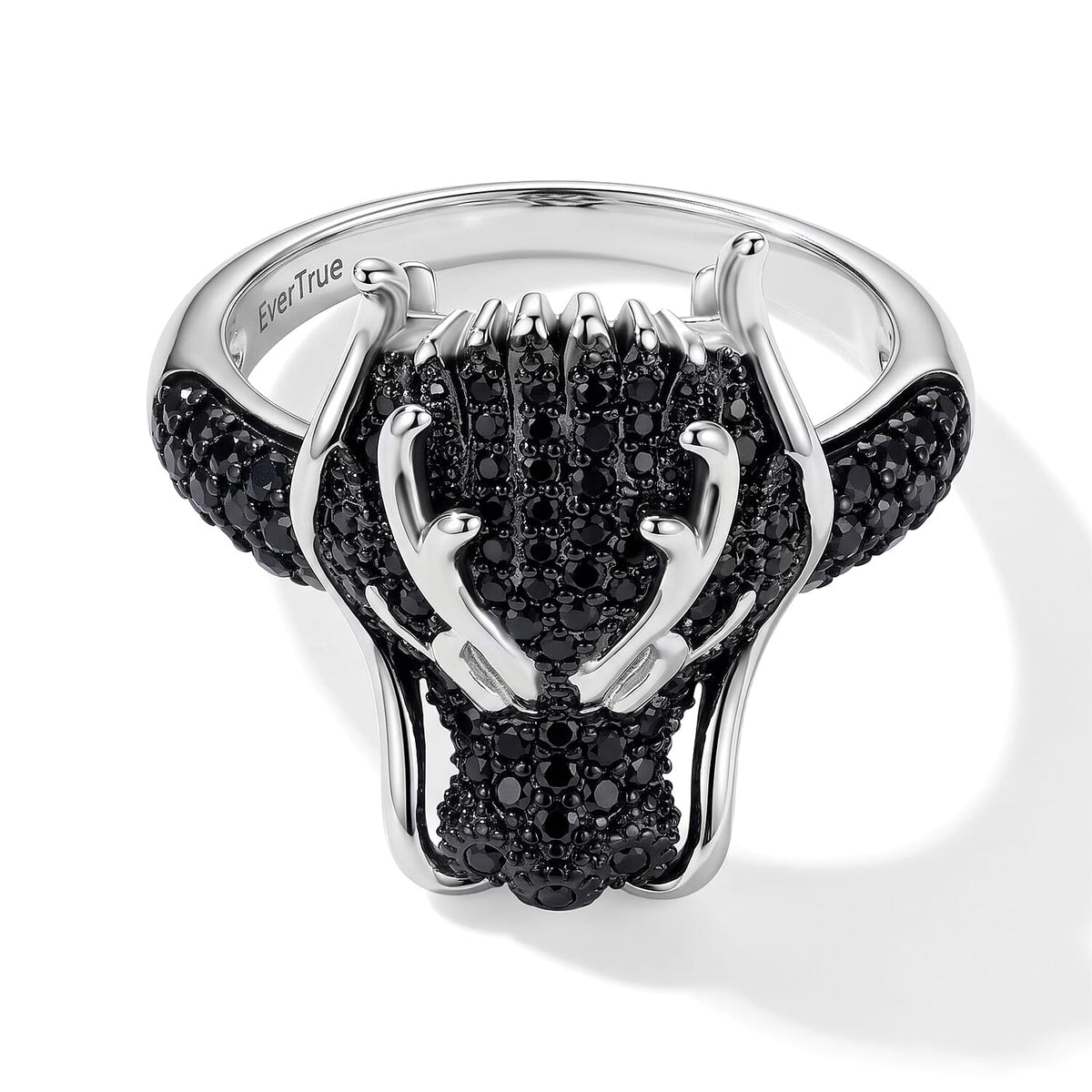 EverTrue Thai Black Spinel, Simulated Green Diamond 1.50 ctw Stag Ring in Dualtone (Size 10.0)