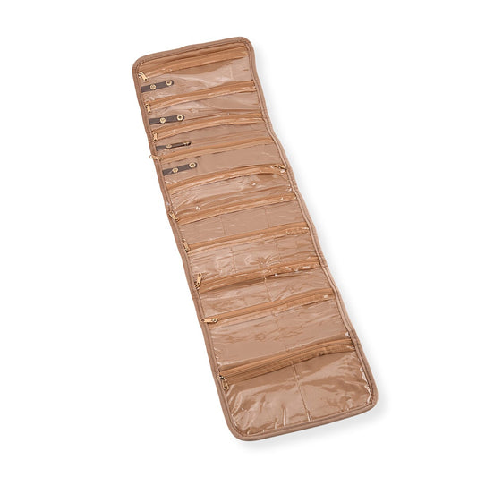 Livmore Brown Jewelry Travel Roll Organizer