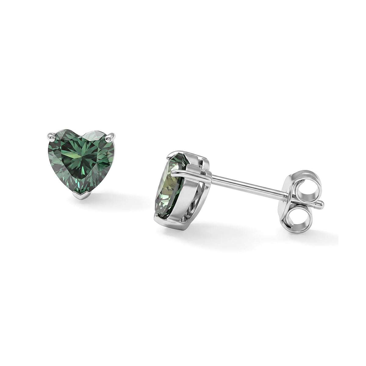 D''Joy Green Moissanite 1.75 ctw Stud Earrings in Rhodium Over Sterling Silver