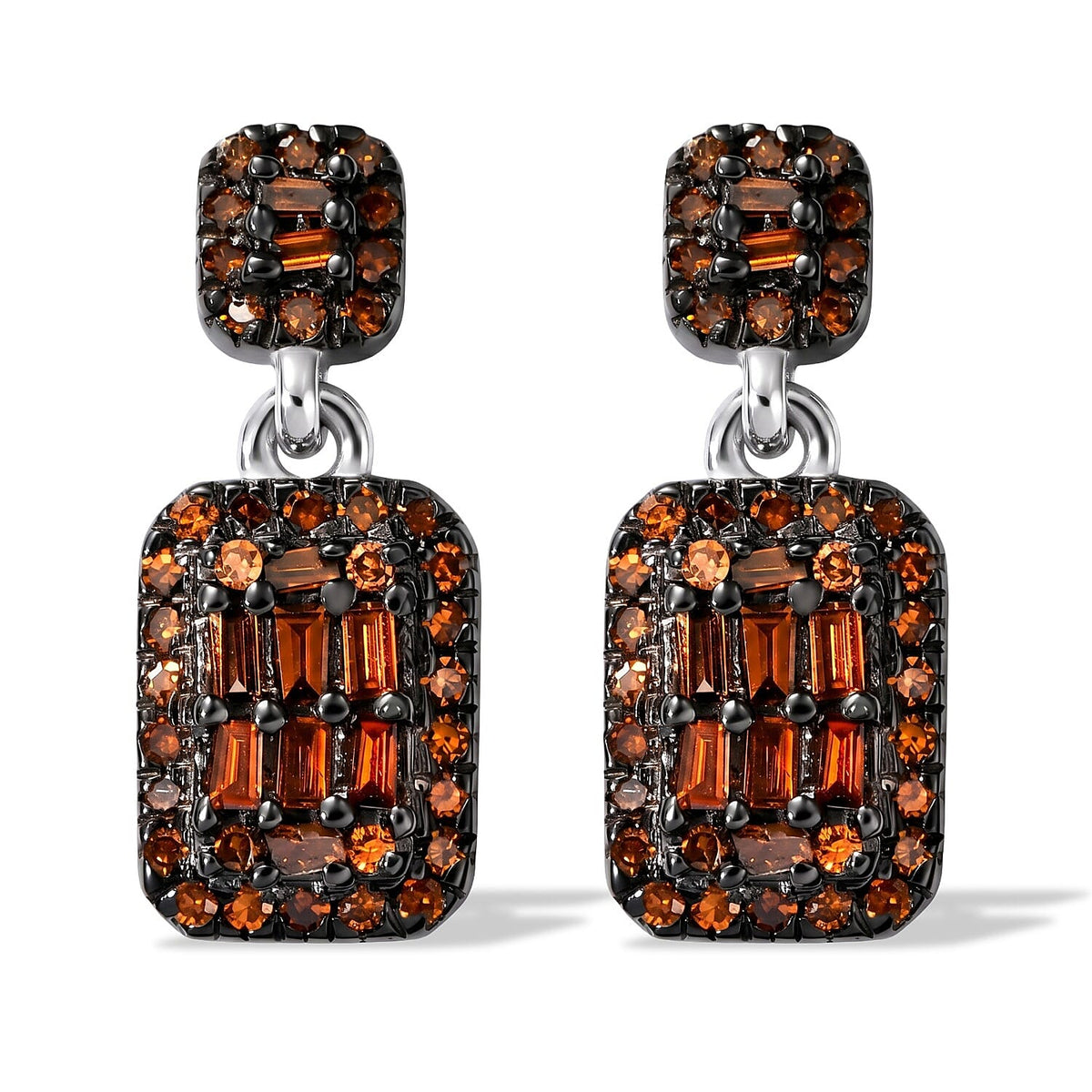 D'Joy Red Diamond (IR) 0.50 ctw Earrings in Rhodium Over Sterling Silver