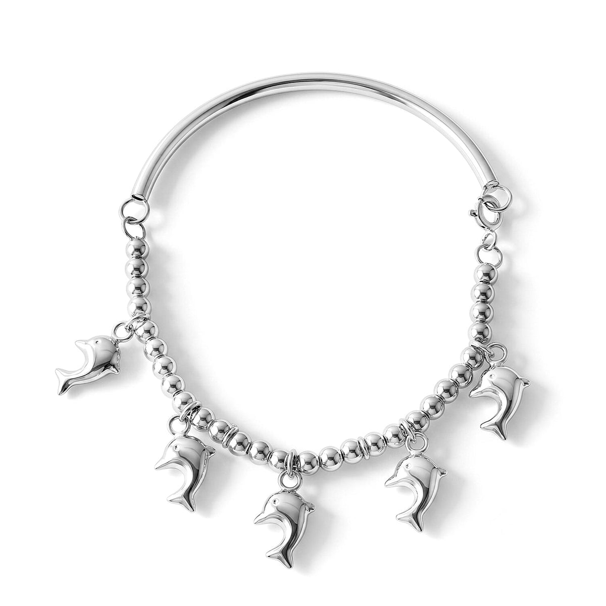 D''Joy Dolphin Charm Bracelet in Sterling Silver (8.00 In) 11.15 Grams