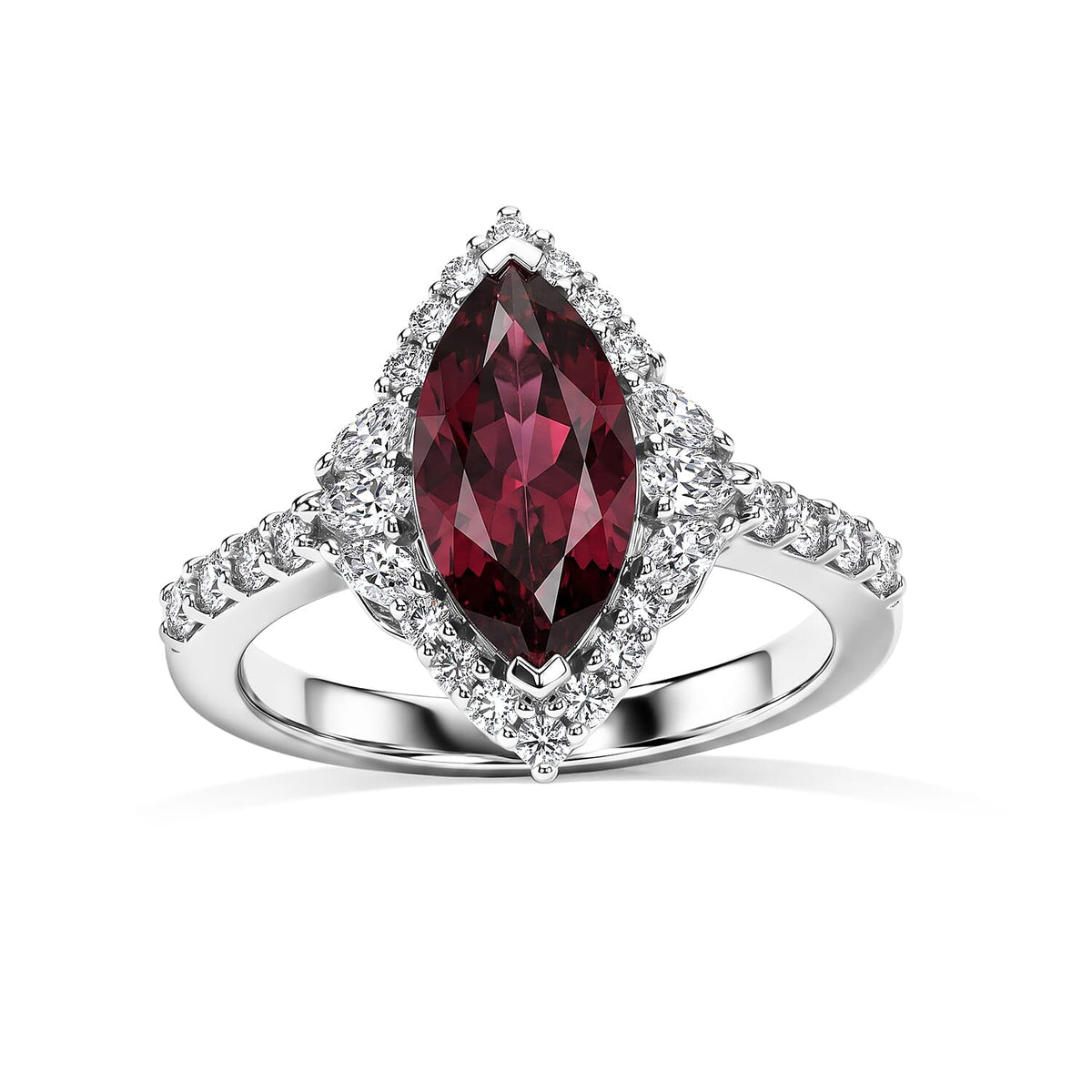 Certified and Appraised D''Joy Premium Usambara Color Change Garnet, Moissanite Ring in Rhodium Over Sterling Silver (Size 10.0) 2.80 ctw