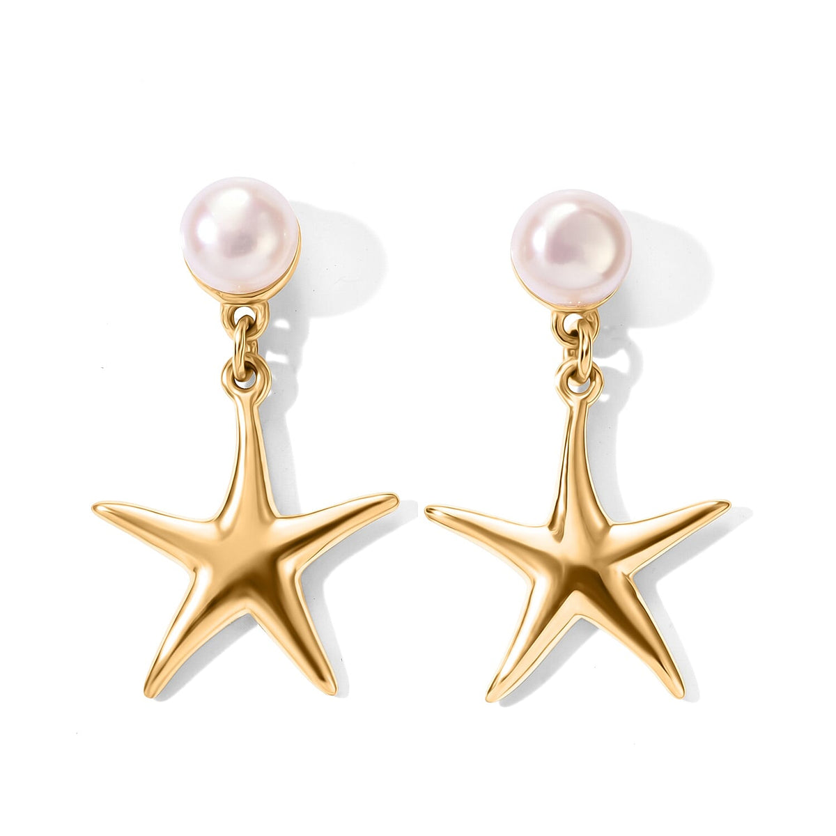 D''Joy Fresh Water Pearl Earrings in 18K Vermeil Yellow Gold Over Sterling Silver
