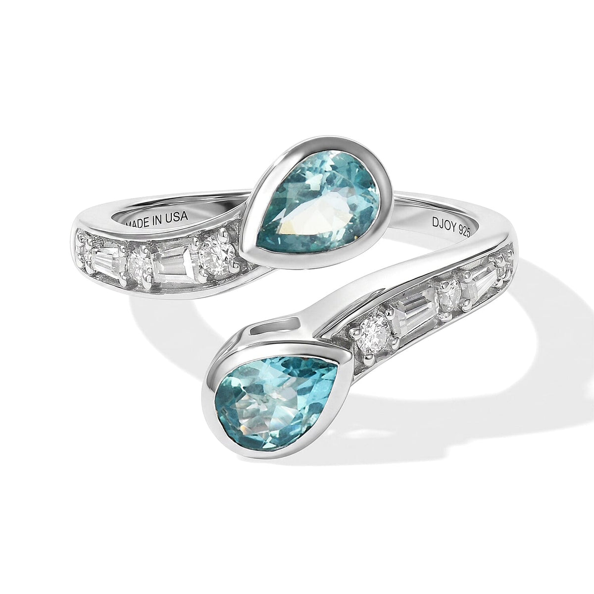 D''Joy AAA Blue Apatite and Moissanite 1.80 ctw Ring in Rhodium Over Sterling Silver (Size 8.0)