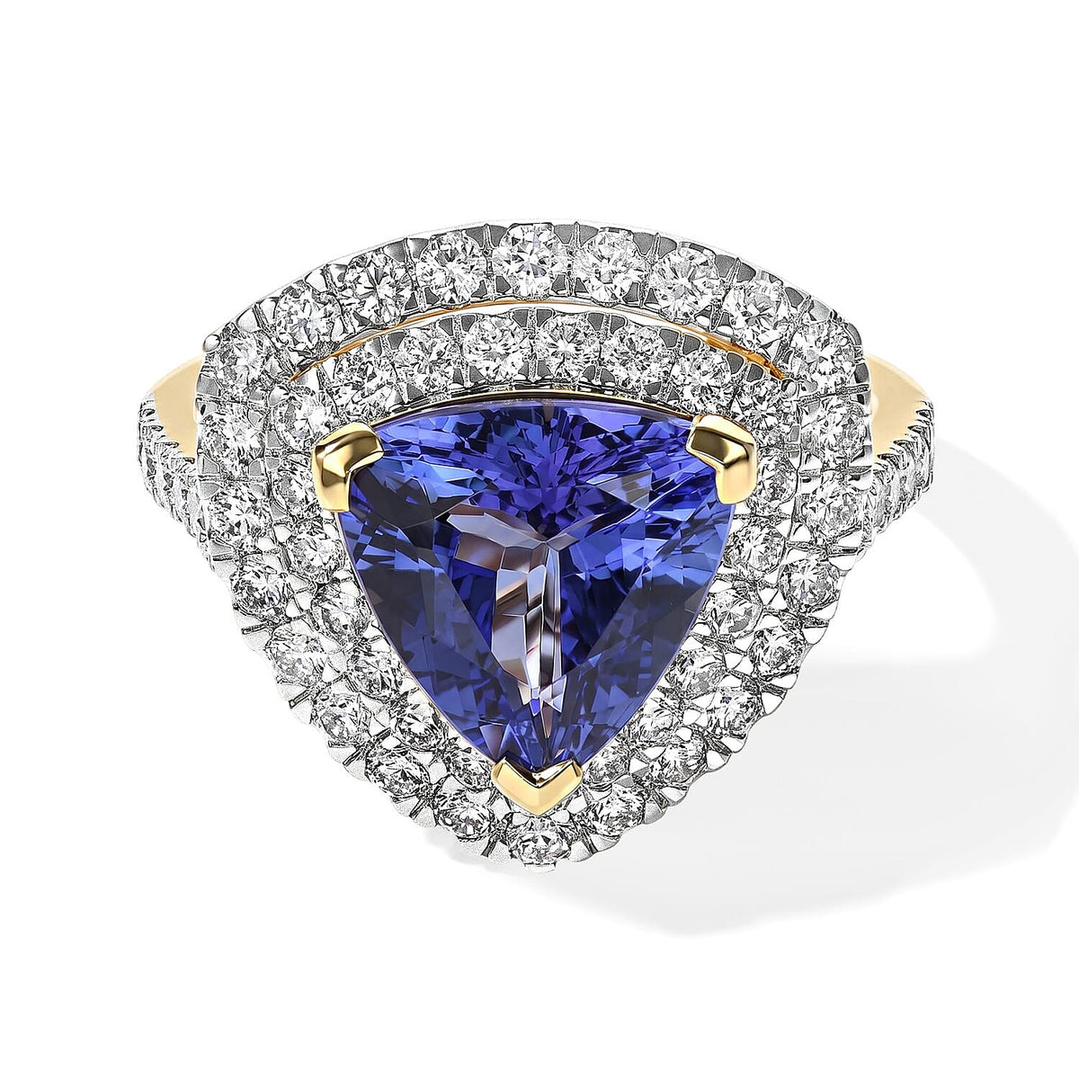 Certified & Appraised 10K Yellow Gold AAA Tanzanite, Luxuriant Lab Grown Diamond (G-H, SI) (1.06 cts) Ring (Size 6.0) 4.50 ctw