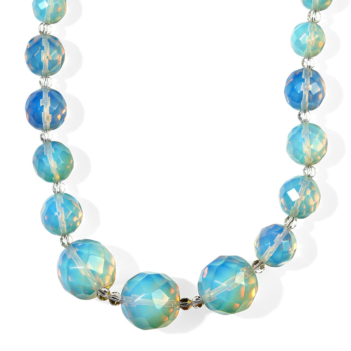EverTrue Opalite and Austrian Crystal 385.00 ctw Beaded Necklace in Platinum Bond 20 Inches