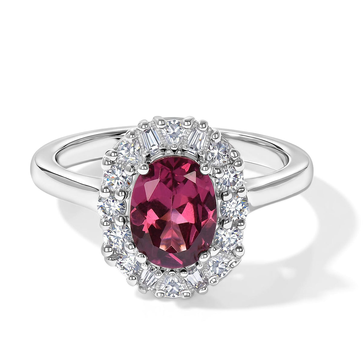 D''Joy Premium Usambara Color Change Garnet, Moissanite Ring in Rhodium Over Sterling Silver (Size 10.0) 2.10 ctw