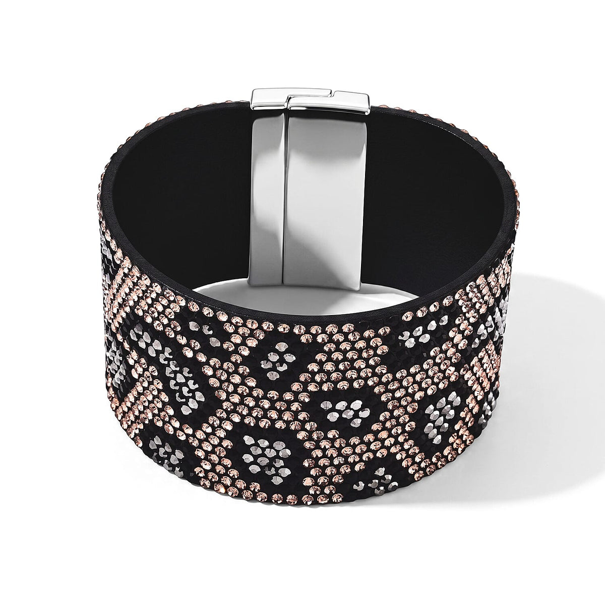 Multi Color Austrian Crystal Leather Bracelet in Silvertone (7.25 In)