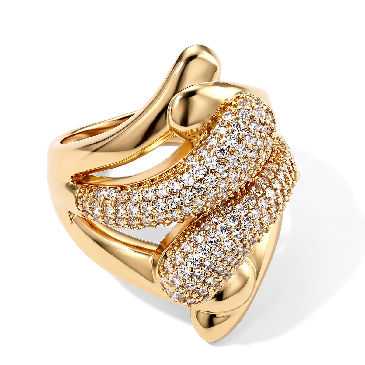 Simulated Diamond Ring in Goldtone (Size 10.0)