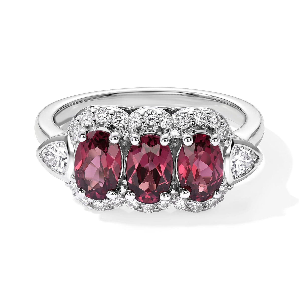 D''Joy Premium Usambara Color Change Garnet, Moissanite Ring in Rhodium Over Sterling Silver (Size 10) 2.20 ctw