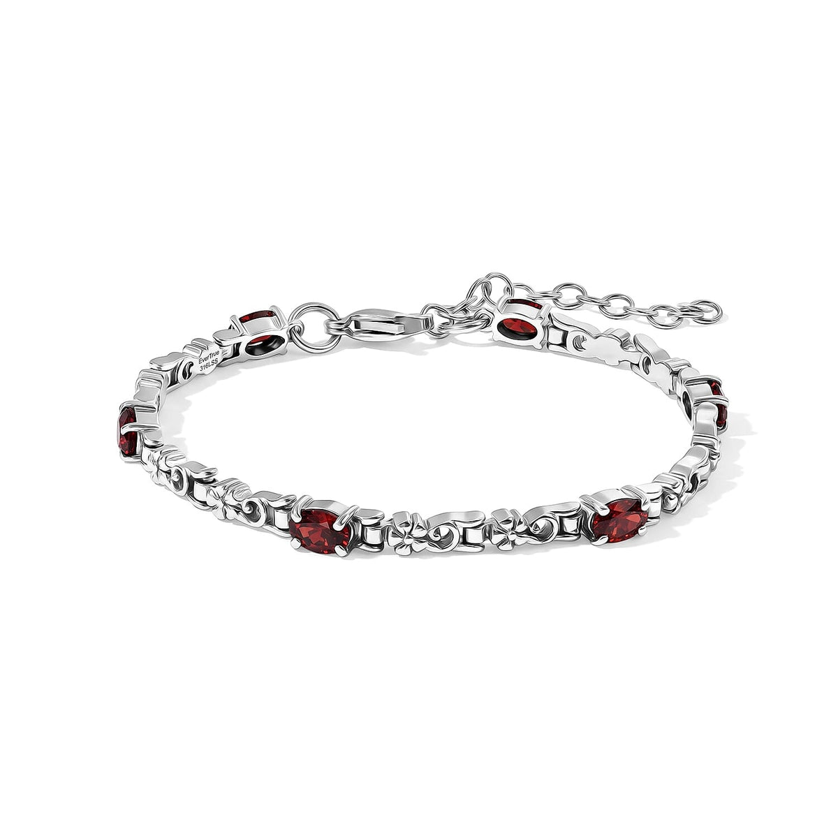 EverTrue African Amethyst 3.10 ctw Bracelet in Stainless Steel (6.50 In)
