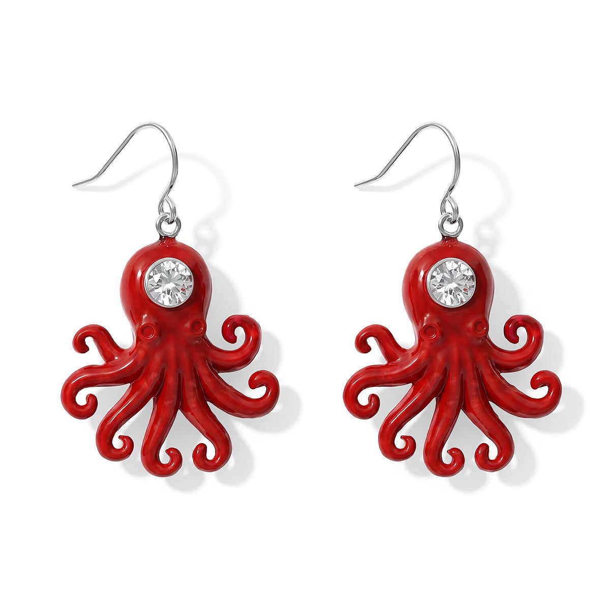 D'Joy Bali Legacy Moissanite (Ovl 6x4mm), Red Coral Turtle Earrings in Sterling Silver 1.00 ctw