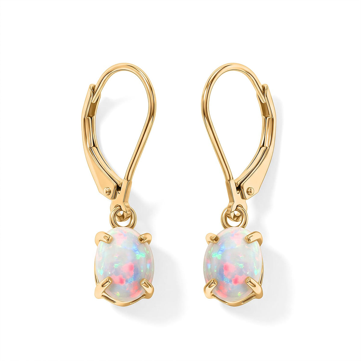 D''Joy Ethiopian Welo Opal 1.60 ctw Earrings in 18K Yellow Gold Over Sterling Silver