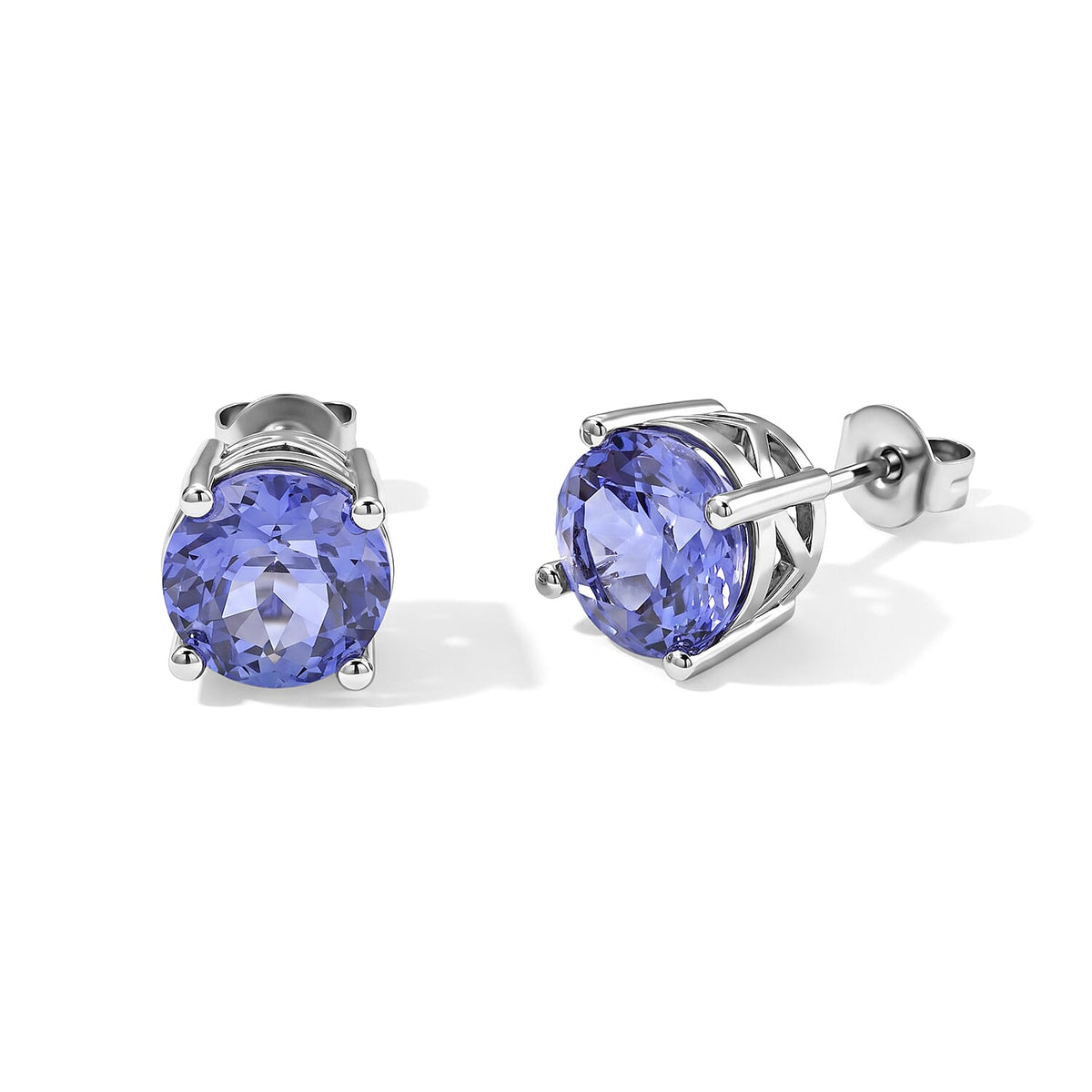 EverTrue Color Change Fluorite Solitaire Stud Push Post Earrings in Platinum Bond and Stainless Steel 4.60 ctw
