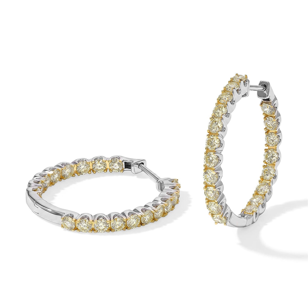 D''Joy Natural Yellow Diamond I3 2.00 ctw Hoop Earrings in 18K Vermeil Yellow Gold Over Sterling Silver