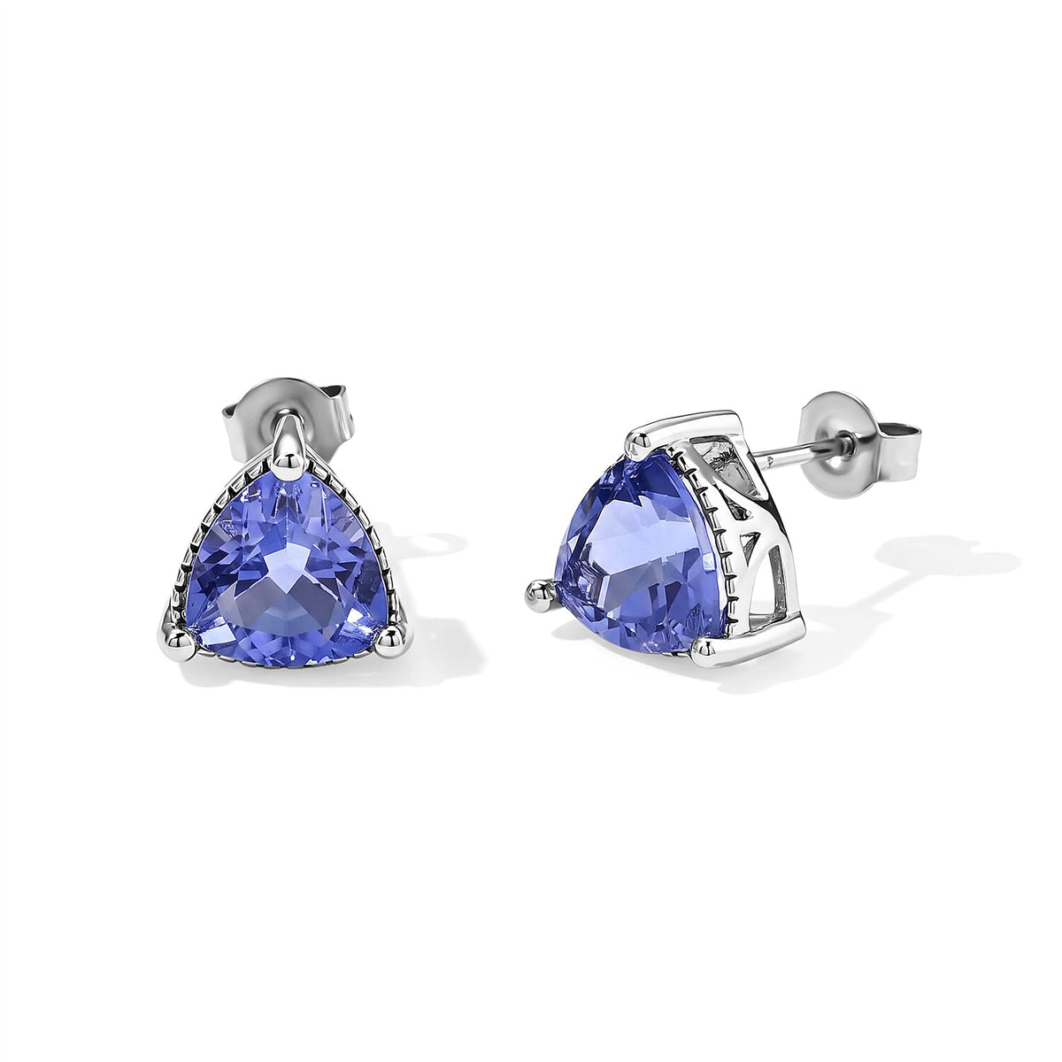 EverTrue Color Change Fluorite Solitaire Stud Push Post Earrings in Platinum Bond and Stainless Steel 4.60 ctw