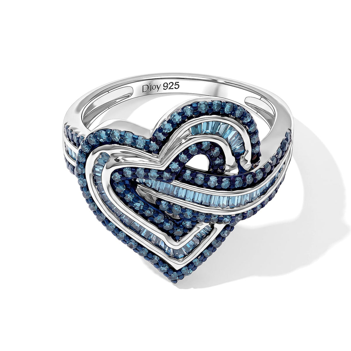D''Joy Diamond Heart Ring in Rhodium Over Sterling Silver (Size 10.0) 1.00 ctw